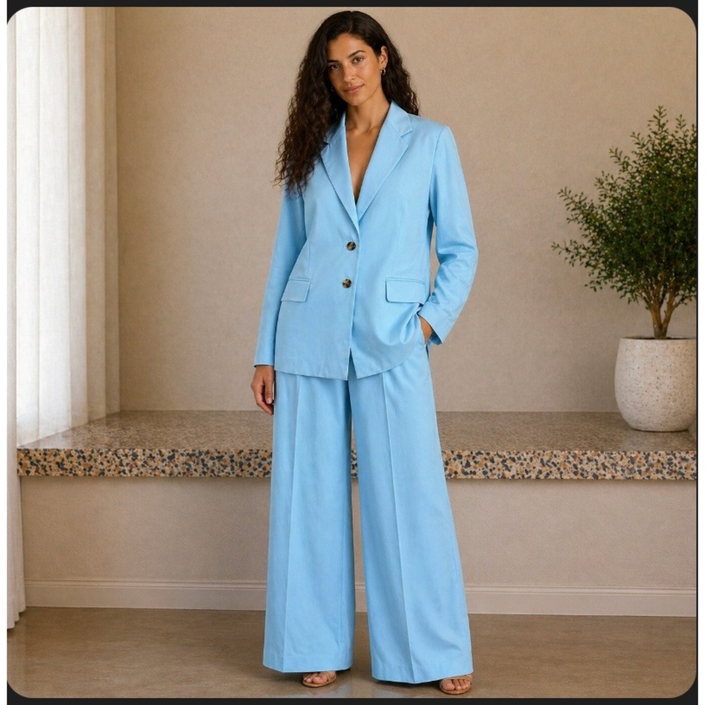 Frame Denim Light Blue Wide-Leg Pantsuit